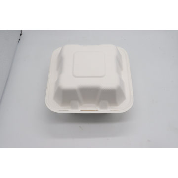 Biodegradable Meat Food Packaging Clamshell Sugarcane Pulp Bagasse 1 Compartment Tray for Food